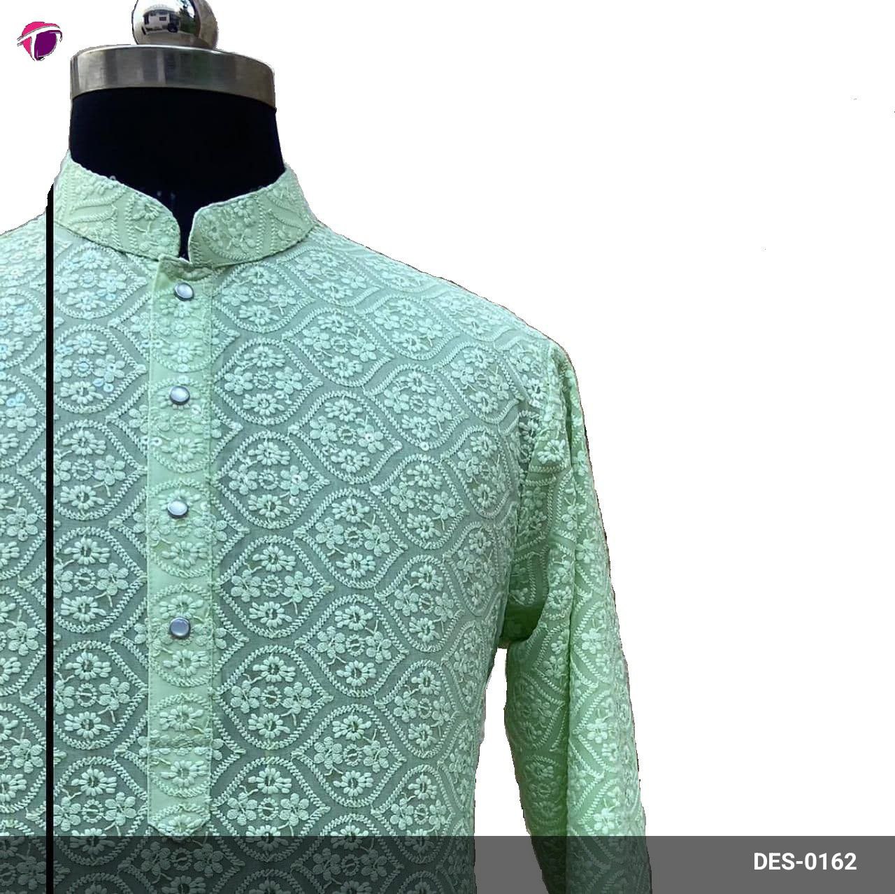 Chikankari mebroidered sherwani fabrics - Tapi Export