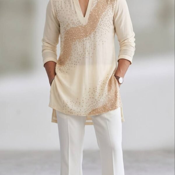 Black Embroidered Men Kurta