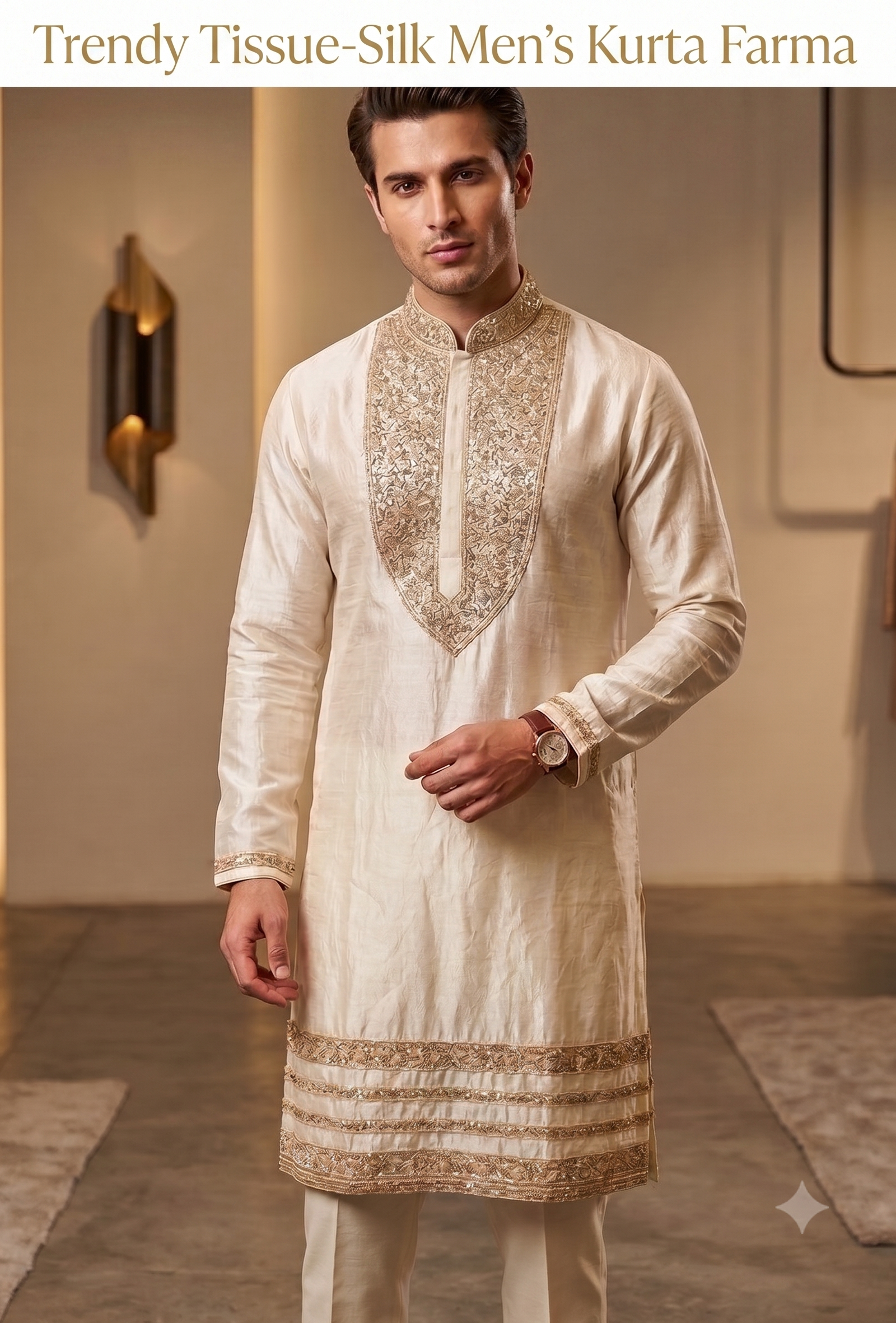 Trendy Tissue-Silk Men’s Kurta