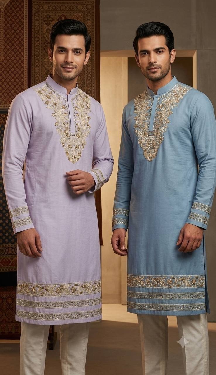 Embroidered Neck Work Kurta 2 Embroidered Neck Work Kurta - Image 2