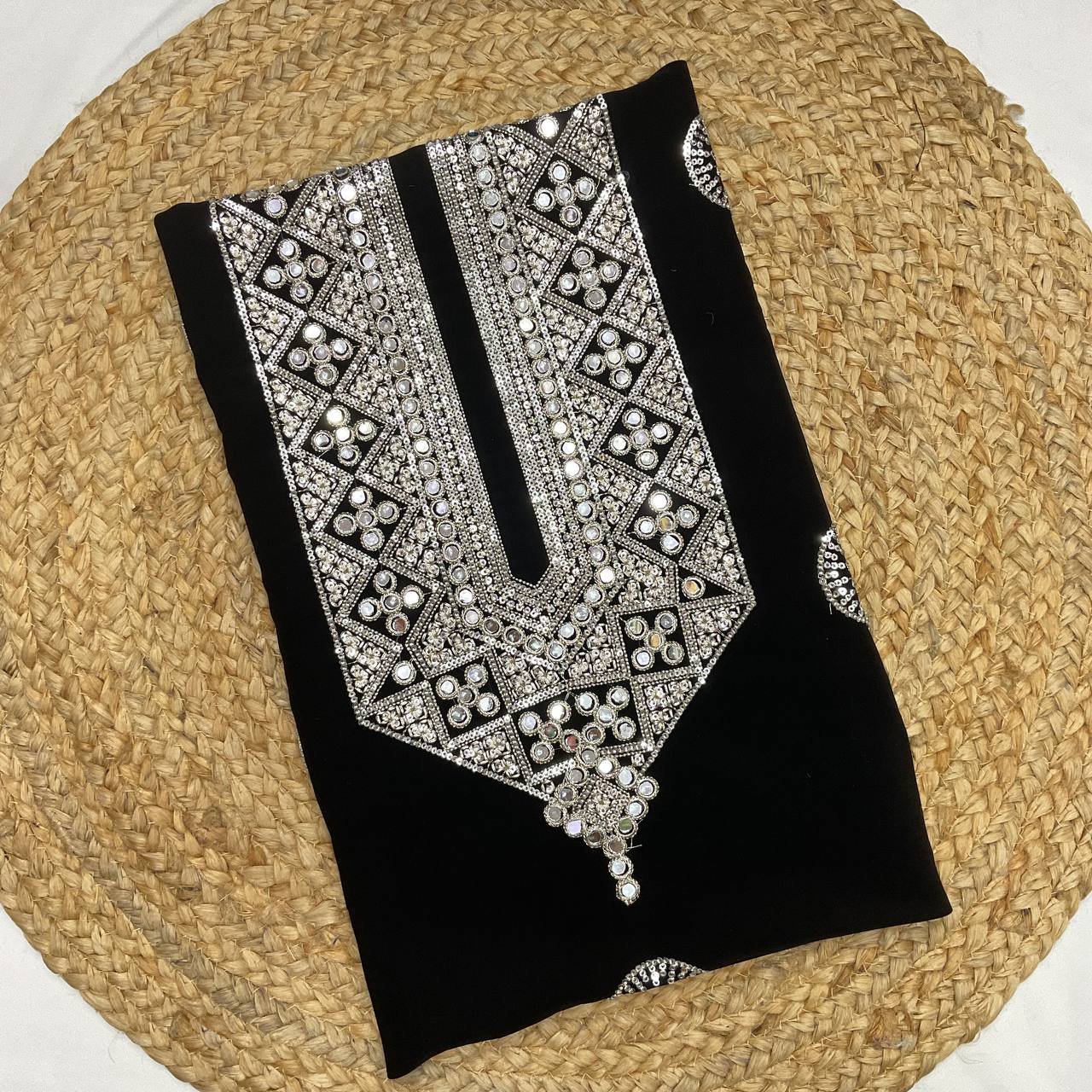 Black Men's Kurta With Mirror Work 3 Black Men's Kurta With Mirror Work - Image 3