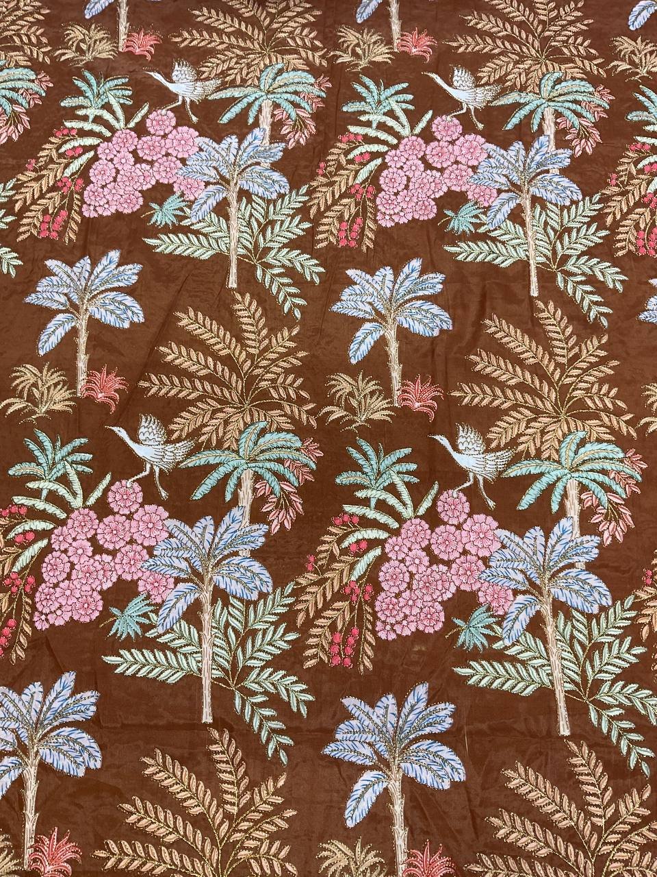 Brown Floral Printed Ethnic Kurta Fabric 7 Brown Floral Printed Ethnic Kurta Fabric - Image 7