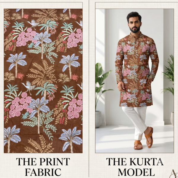 New Arrivals 12 Brown Floral Printed Ethnic Kurta Fabric