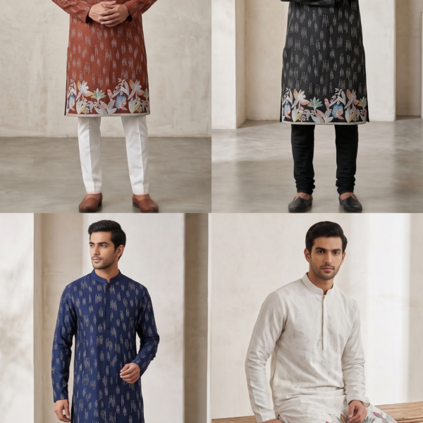 Men Embroidered Ethnic Kurta Fabric