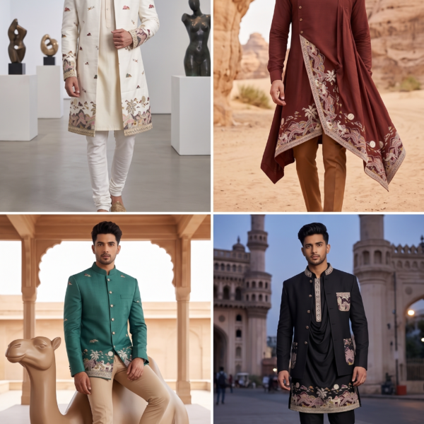 Brown Embroidered Ethnic Fabric