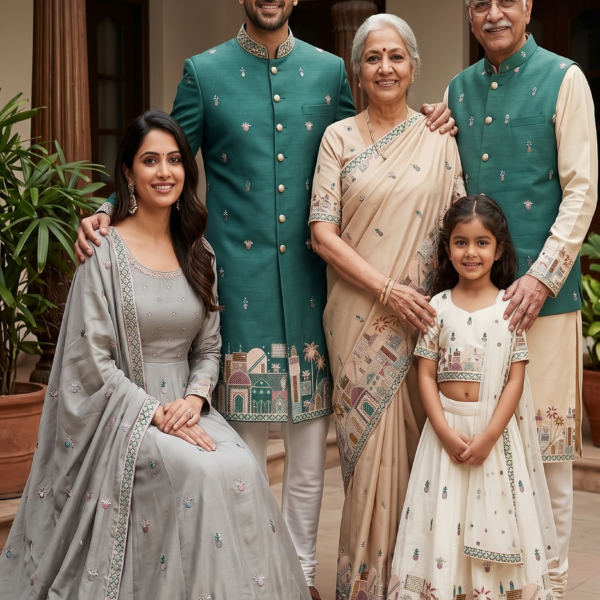 Embroidered Ethnic Fabric For Family Wear