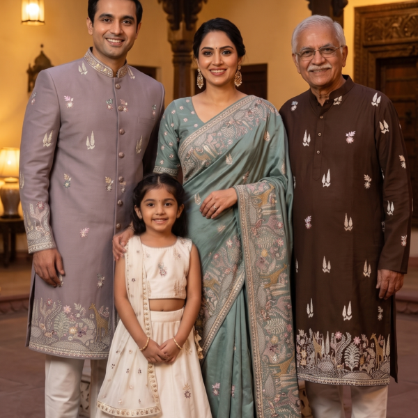 Embroidered Ethnic Fabric For Family