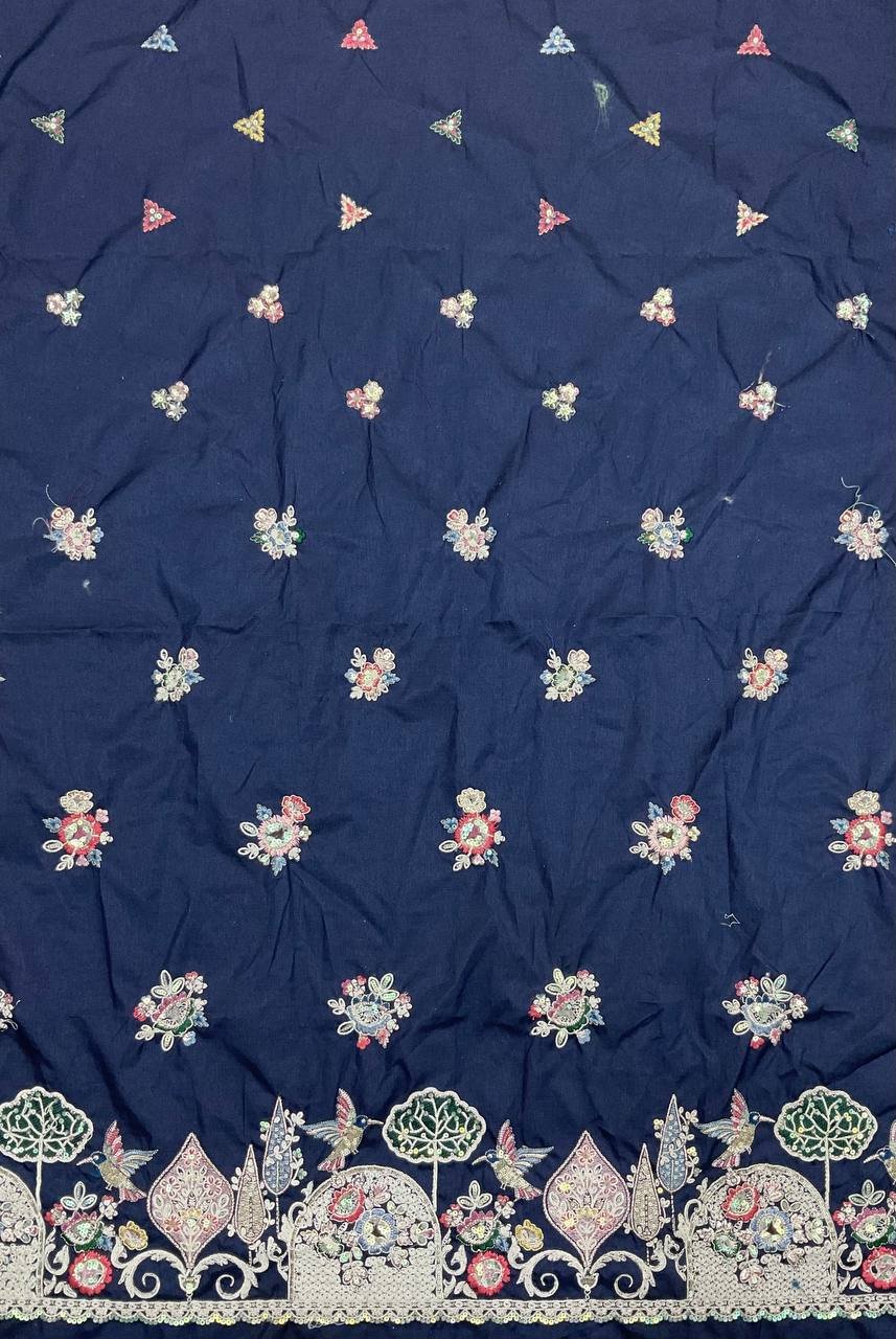 Green Embroidered Fabric 2 Green Embroidered Fabric - Image 2