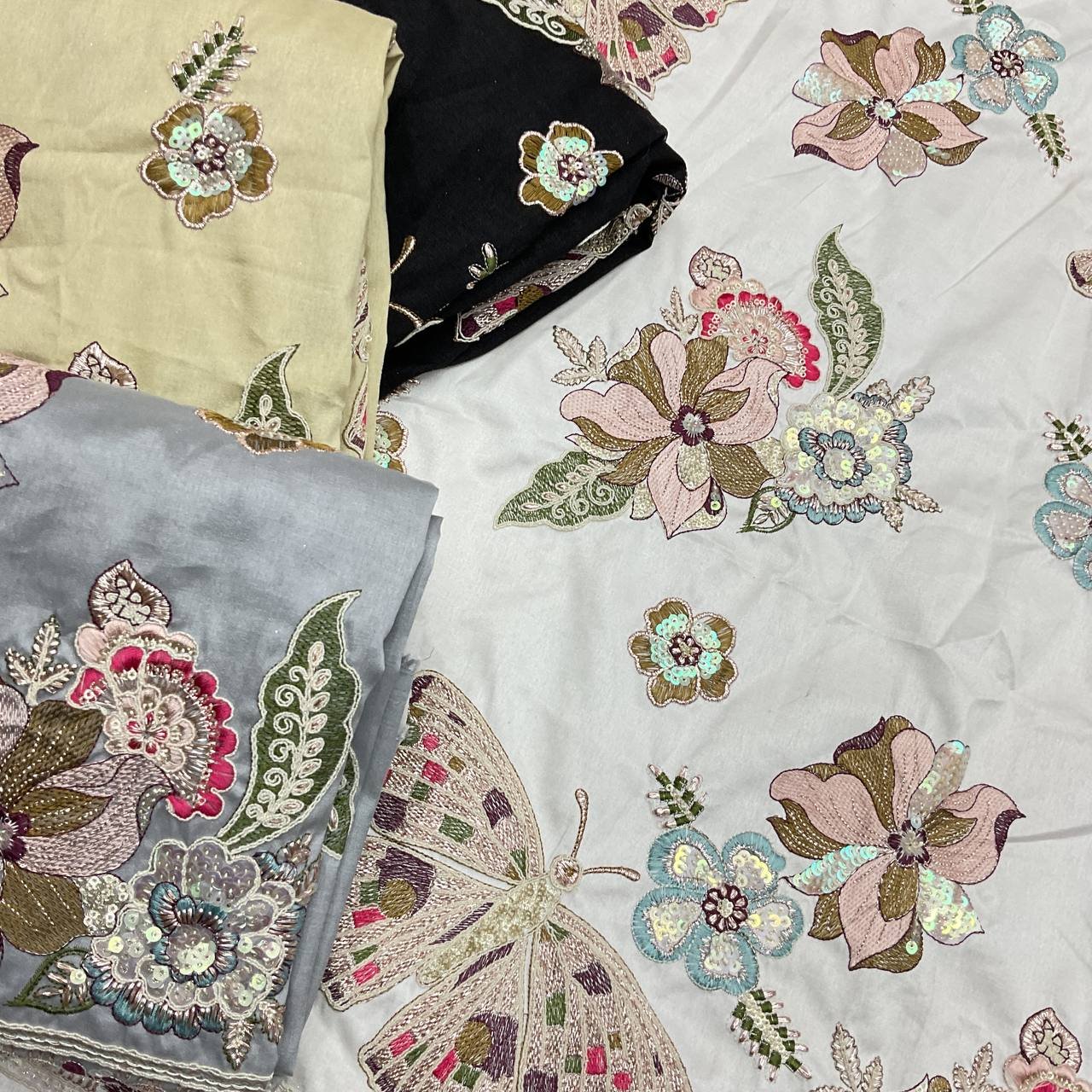 Floral Embroidered Designer Fabric 2 Floral Embroidered Designer Fabric - Image 2