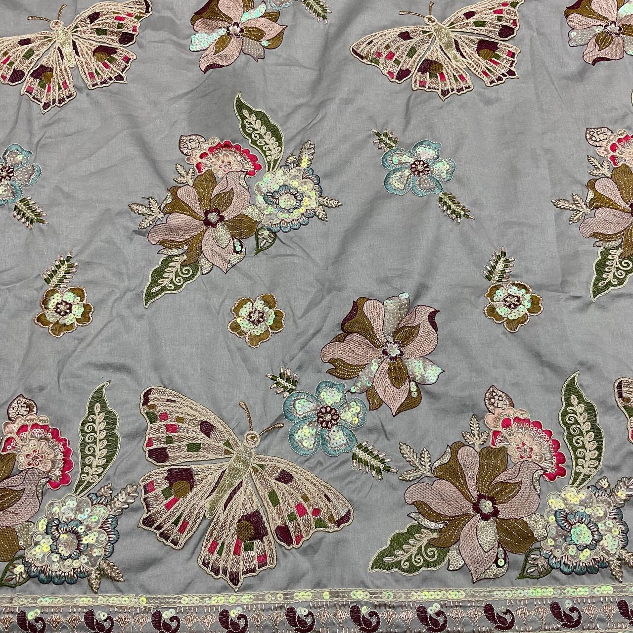 Floral Embroidered Designer Fabric 8 Floral Embroidered Designer Fabric - Image 8