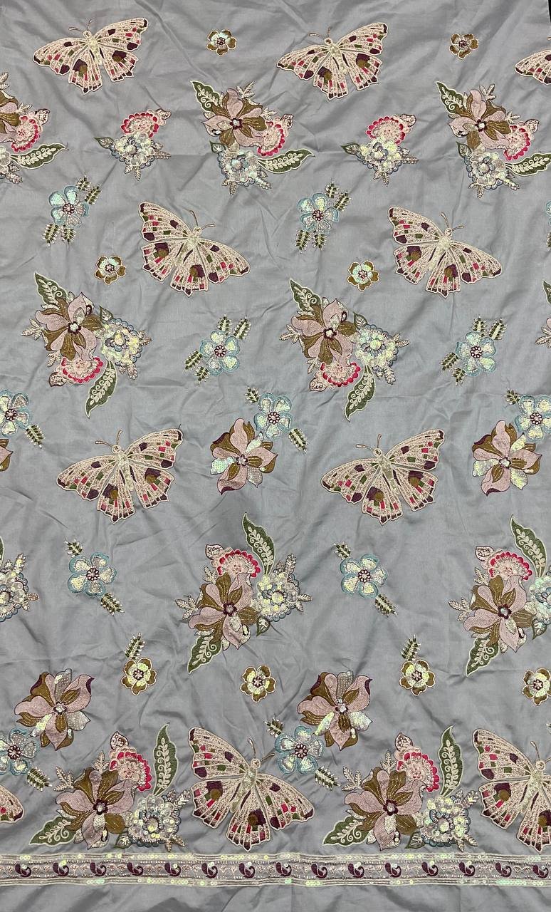 Floral Embroidered Designer Fabric 4 Floral Embroidered Designer Fabric - Image 4