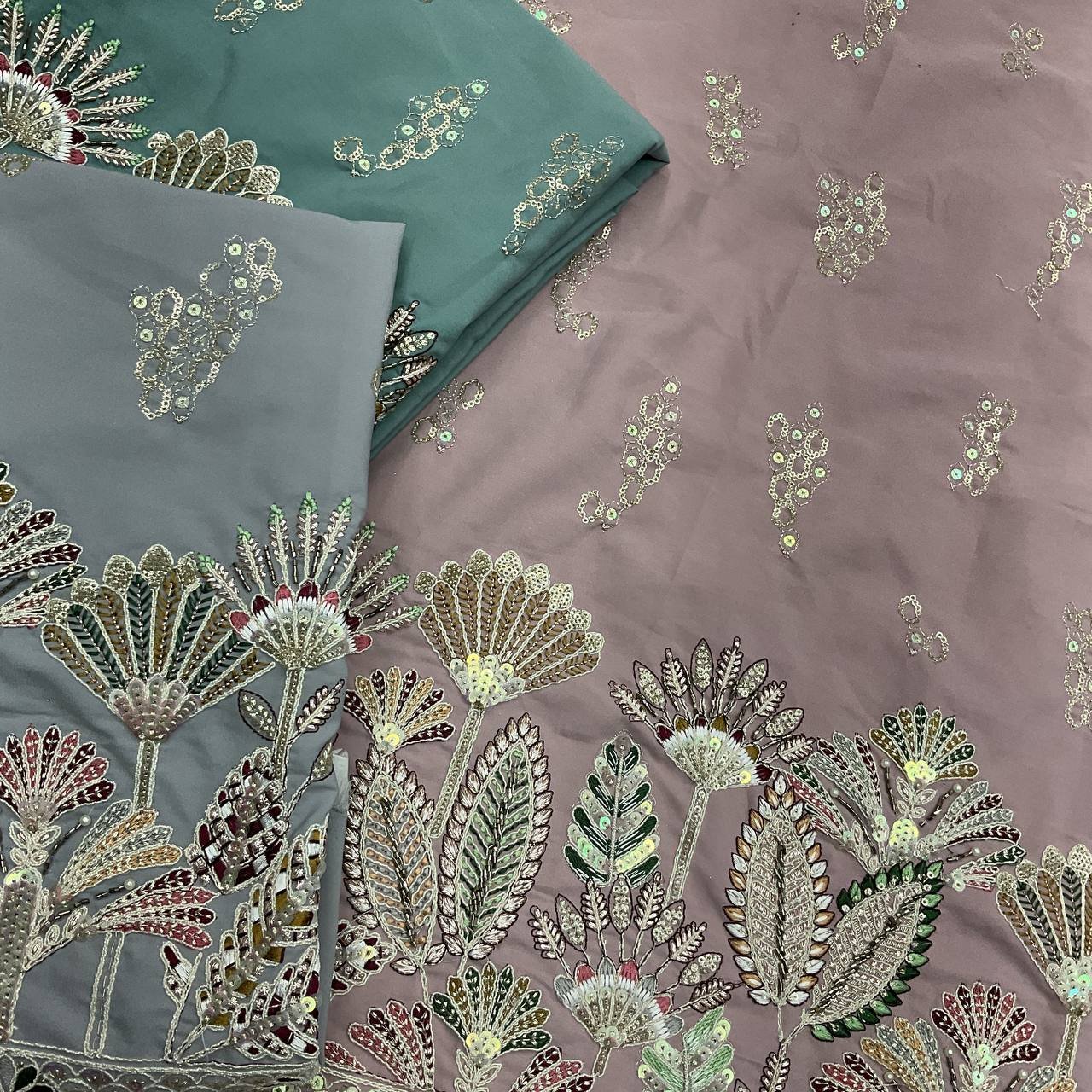 Floral Embroidered Designer Fabric 2 Floral Embroidered Designer Fabric - Image 2