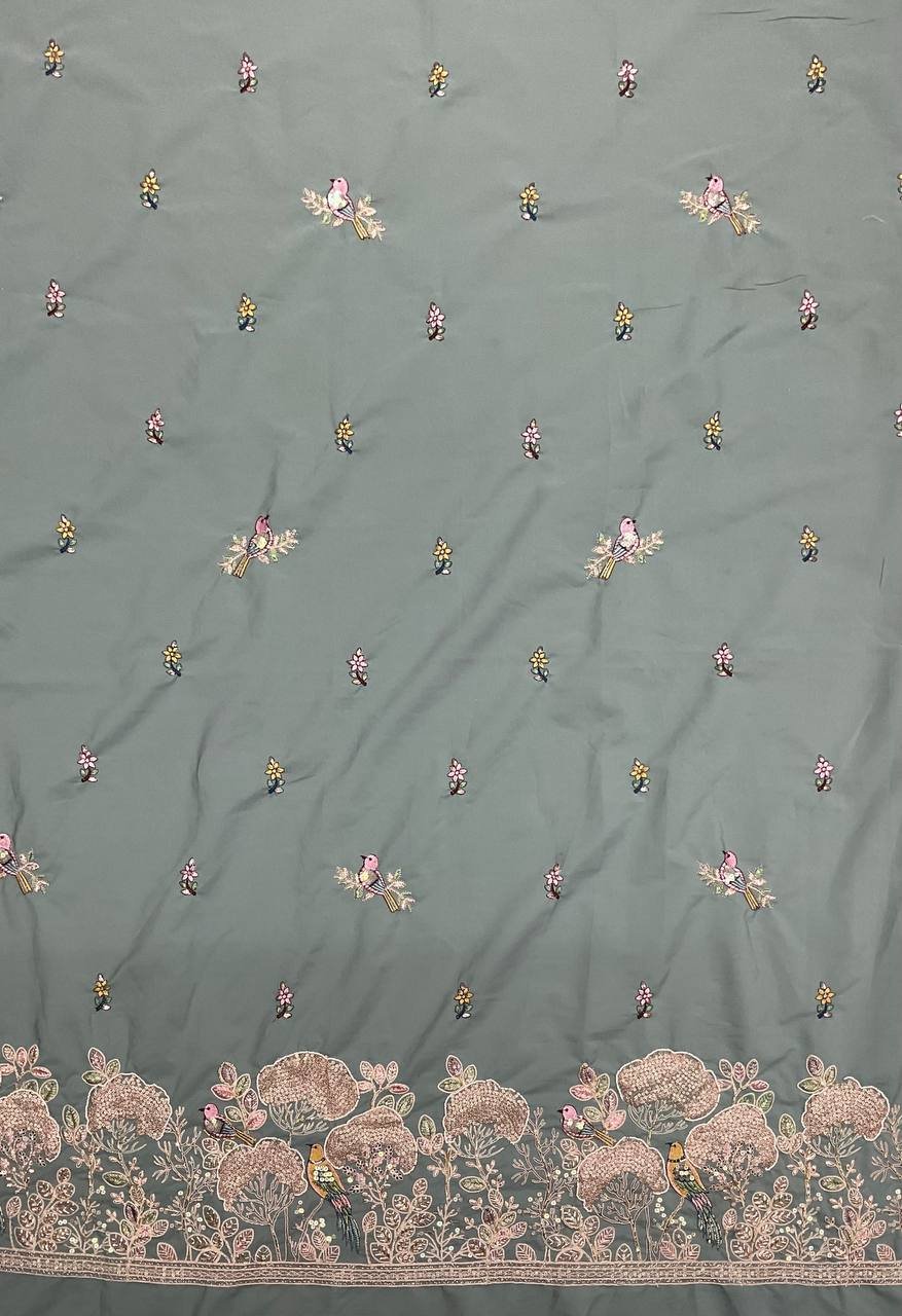 Floral Embroidered Designer Kurta Fabric 5 Floral Embroidered Designer Kurta Fabric - Image 5
