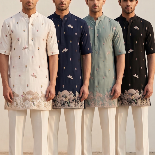 Floral Embroidered Designer Kurta Fabric