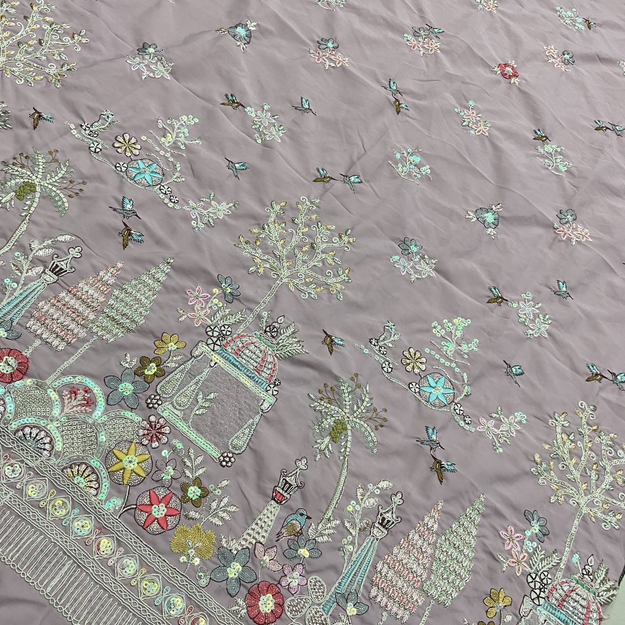 Grey Embroidered Designer Fabric 8 Grey Embroidered Designer Fabric - Image 8