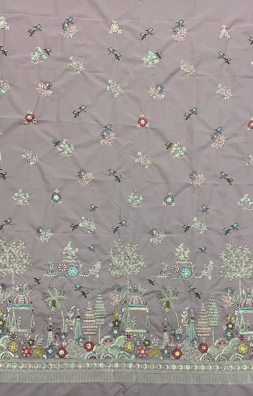 Grey Embroidered Designer Fabric 4 Grey Embroidered Designer Fabric - Image 4