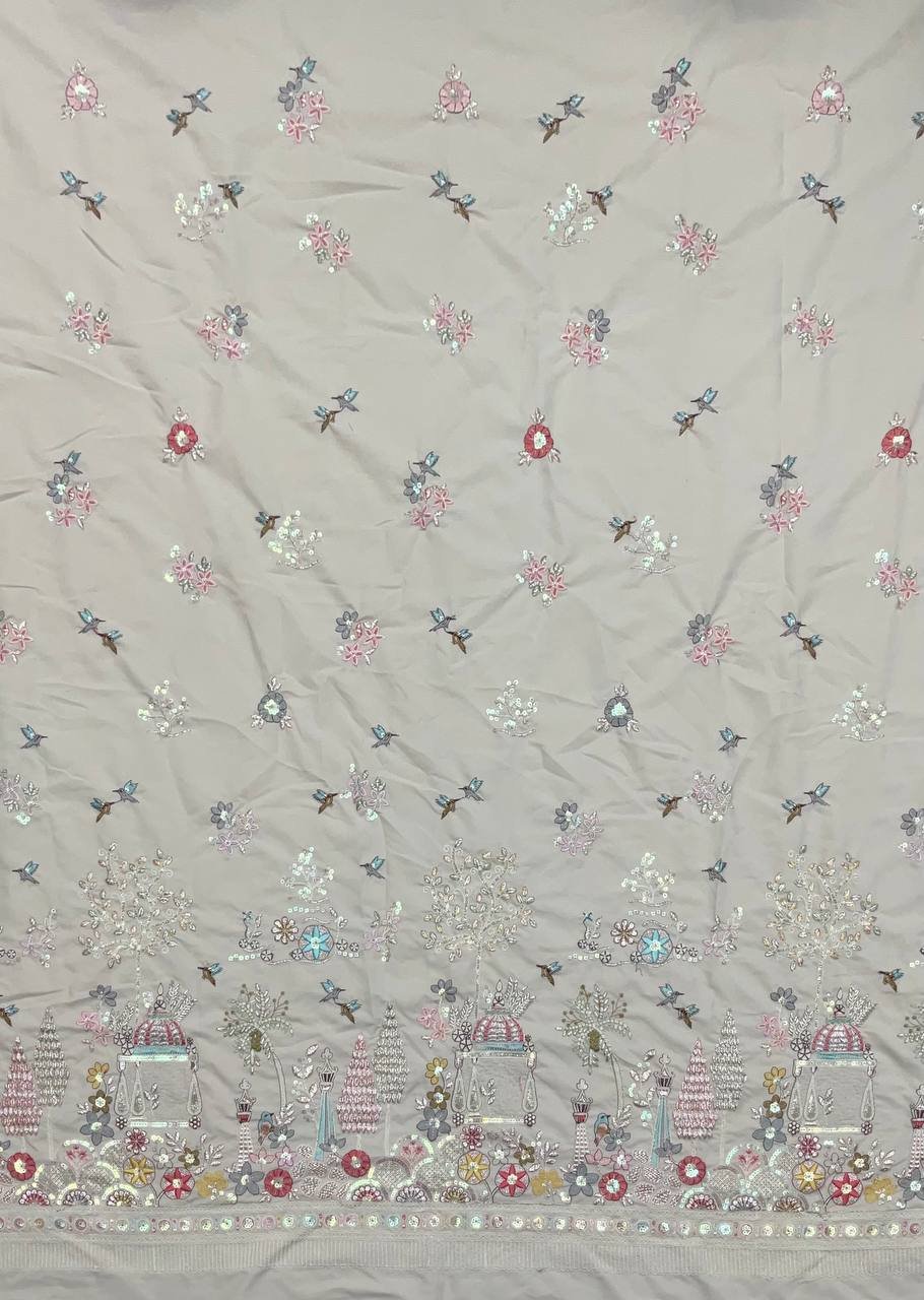 Grey Embroidered Designer Fabric 5 Grey Embroidered Designer Fabric - Image 5