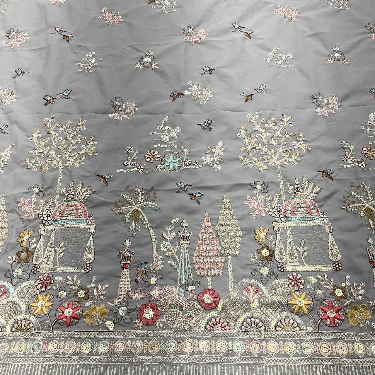 Grey Embroidered Designer Fabric 7 Grey Embroidered Designer Fabric - Image 7