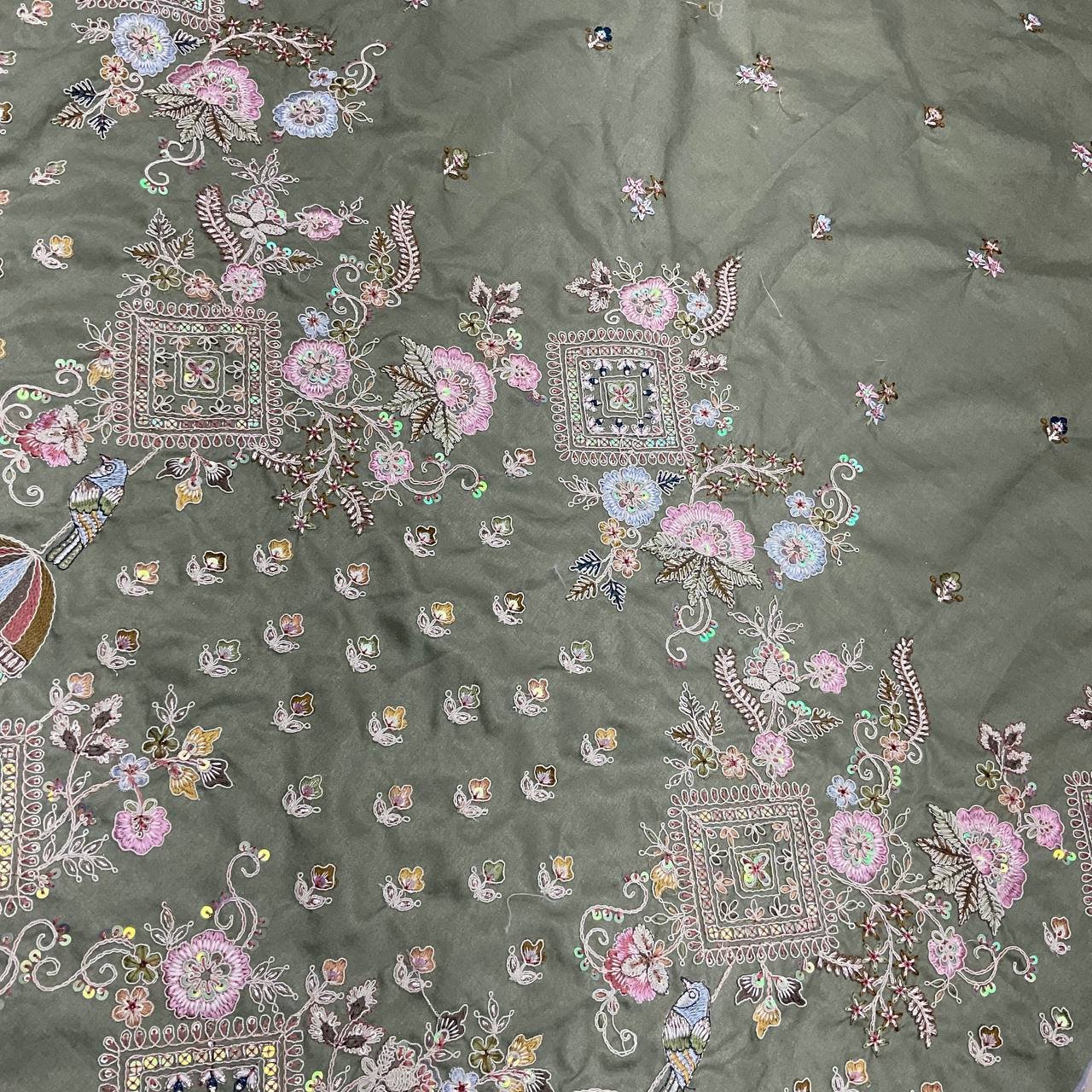 Green Embroidered Ethnic Fabric 5 Green Embroidered Ethnic Fabric - Image 5
