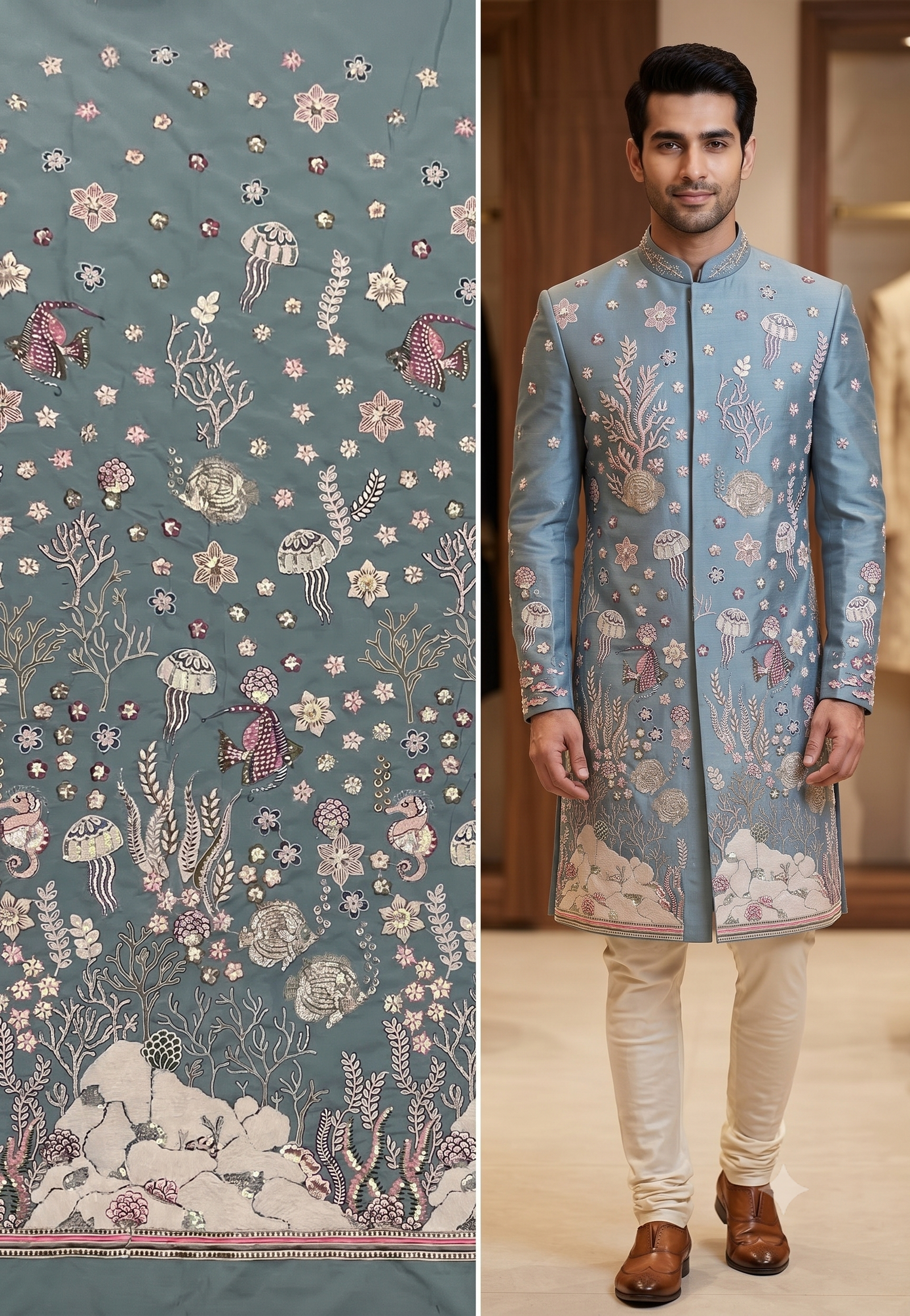 Grooms Designer Sherwani Fabric 1 Grooms Designer Sherwani Fabric