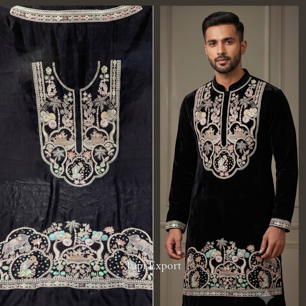Black Embroidered Kurta 3 Black Embroidered Kurta - Image 3