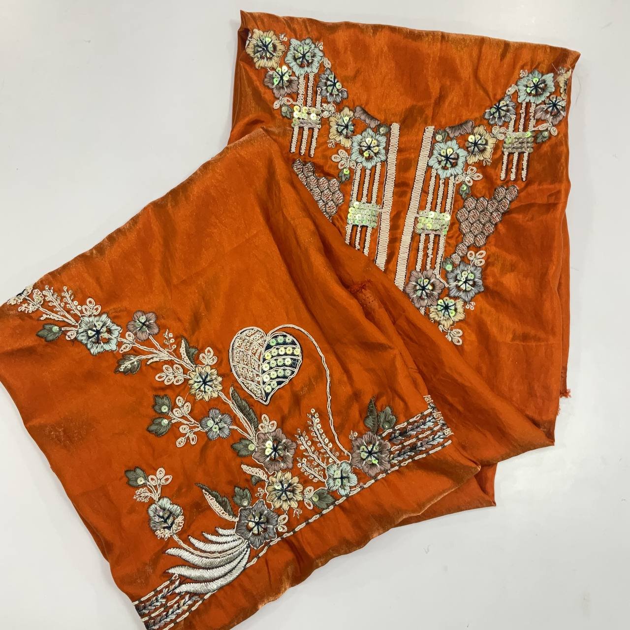 Embroidered Orange Kurta 11 Embroidered Orange Kurta - Image 11