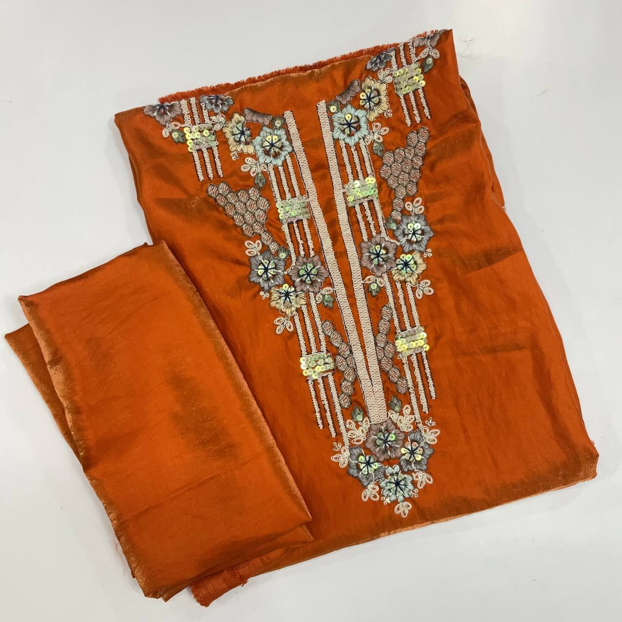 Embroidered Orange Kurta 6 Embroidered Orange Kurta - Image 6