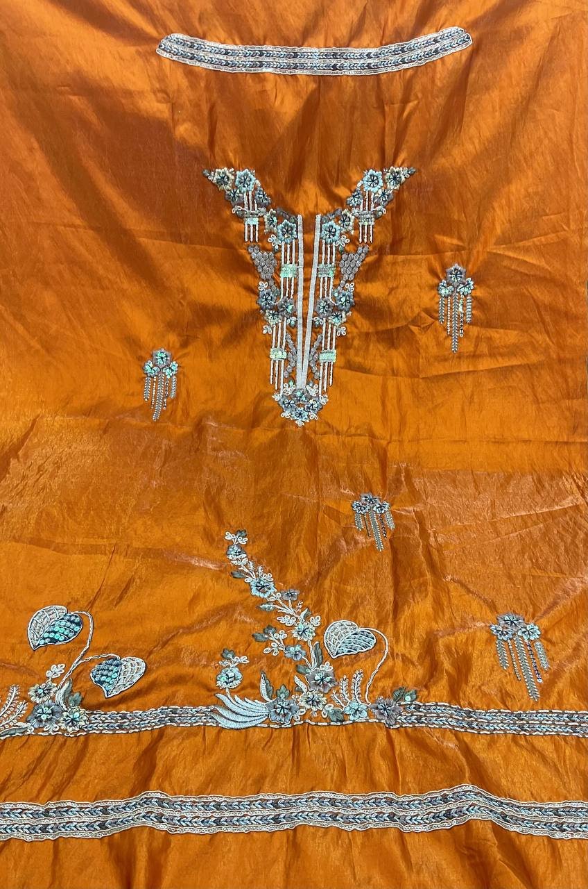 Embroidered Orange Kurta 9 Embroidered Orange Kurta - Image 9