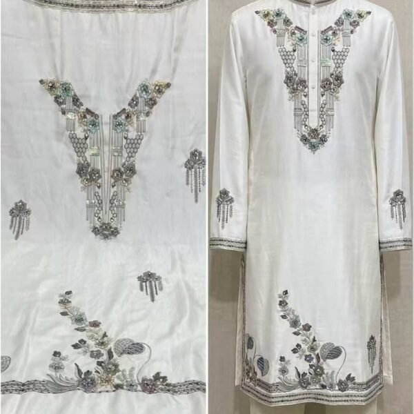 Embroidered Orange Kurta