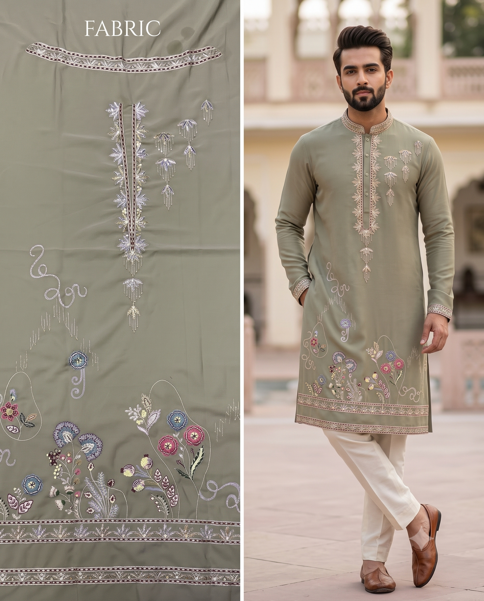 Embroidered Silk Kurta For Ethnic Wear 2 Embroidered Silk Kurta For Ethnic Wear - Image 2