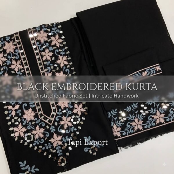 New Arrivals 3 Embroidered Mirror Work Black Men's Kurta