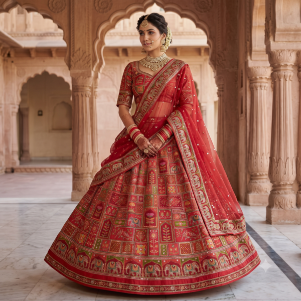New Arrivals 1 Red Bridal Lehenga Choli Fabric