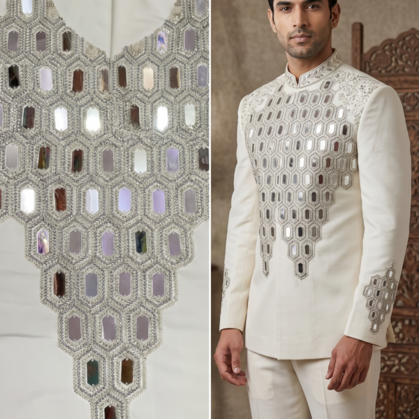 Home Page 3 Off White/Black Mirror Work Jodhpuri