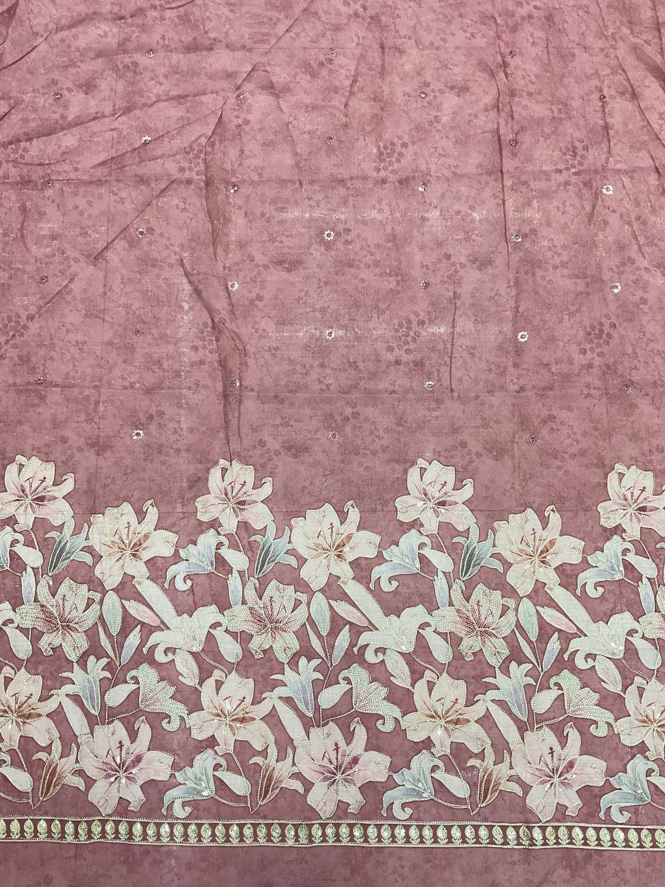 Floral Embroidered Ethnic Gown Fabric 3 Floral Embroidered Ethnic Gown Fabric - Image 3