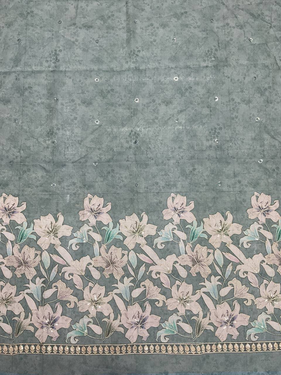 Floral Embroidered Ethnic Gown Fabric 4 Floral Embroidered Ethnic Gown Fabric - Image 4