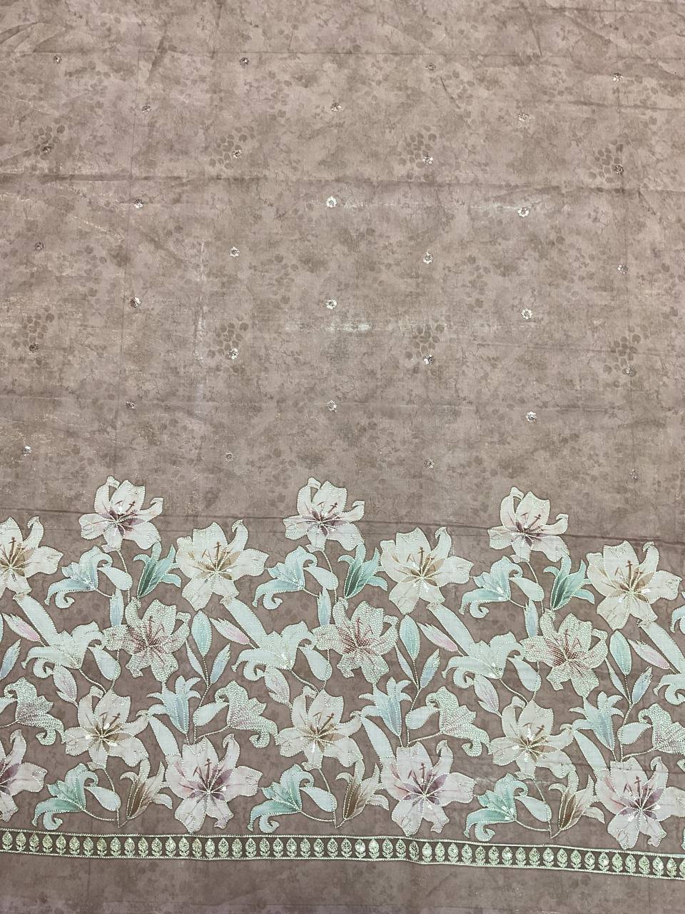 Floral Embroidered Ethnic Gown Fabric 5 Floral Embroidered Ethnic Gown Fabric - Image 5