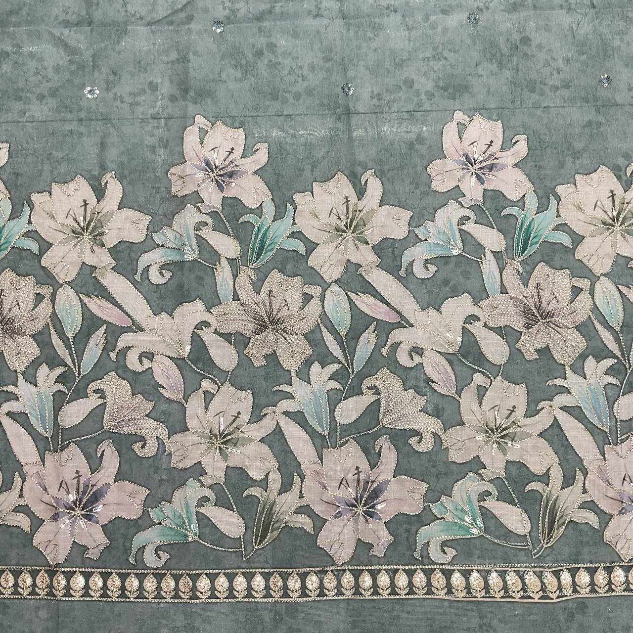 Floral Embroidered Ethnic Gown Fabric 10 Floral Embroidered Ethnic Gown Fabric - Image 10