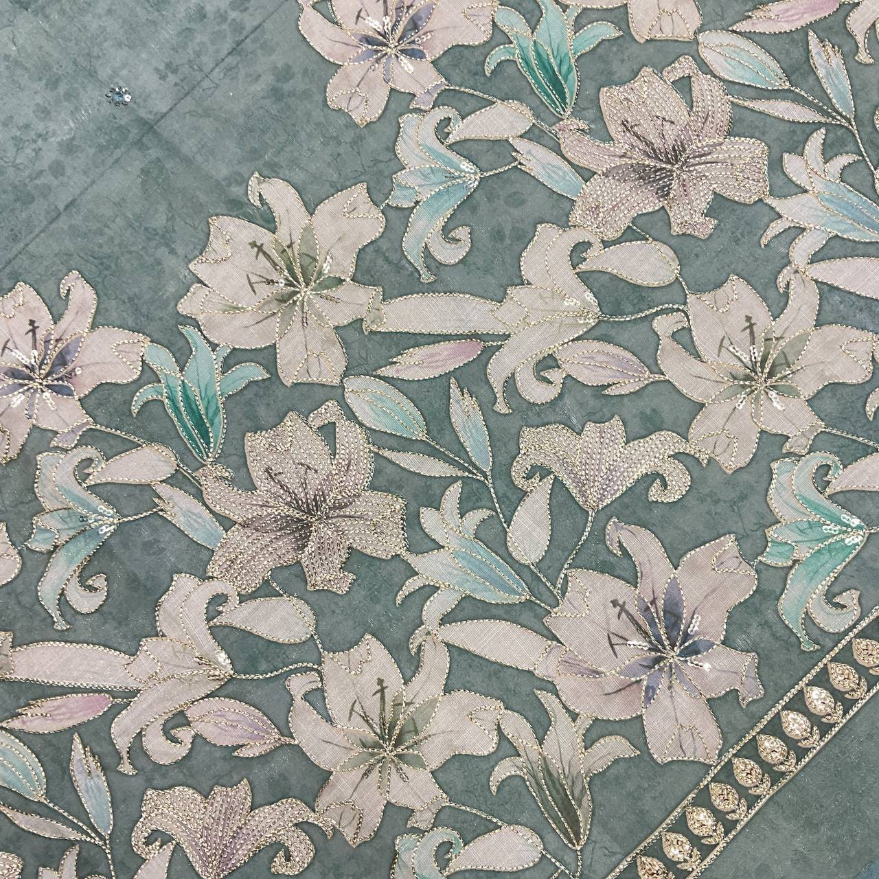 Floral Embroidered Ethnic Gown Fabric 7 Floral Embroidered Ethnic Gown Fabric - Image 7