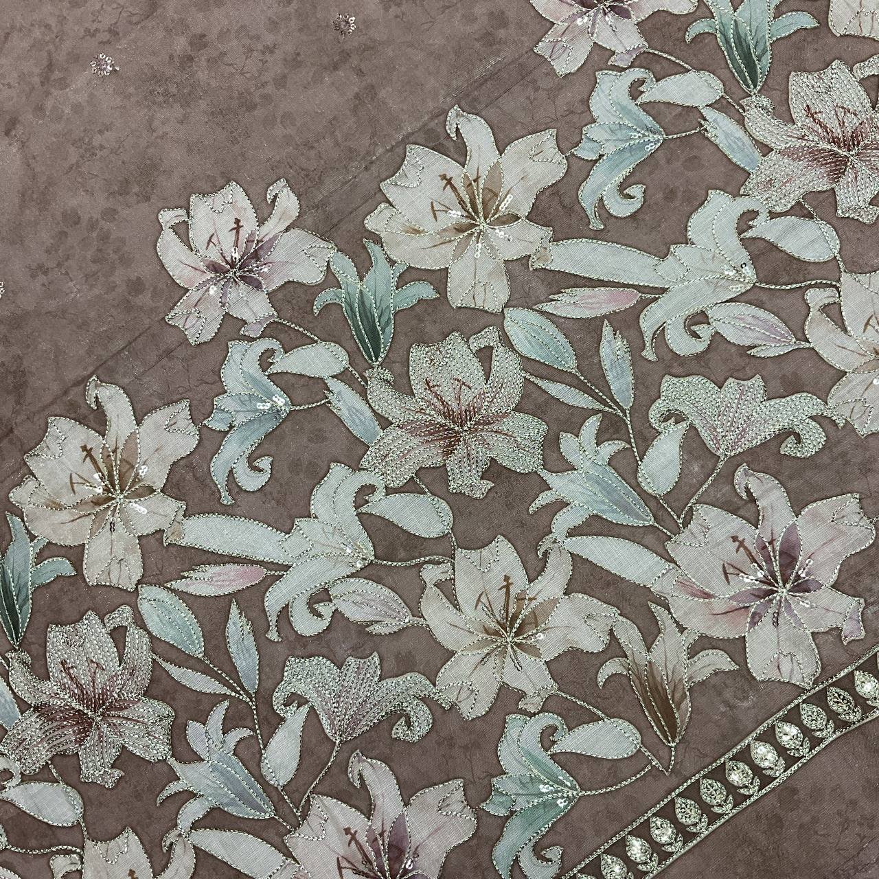 Floral Embroidered Ethnic Gown Fabric 8 Floral Embroidered Ethnic Gown Fabric - Image 8