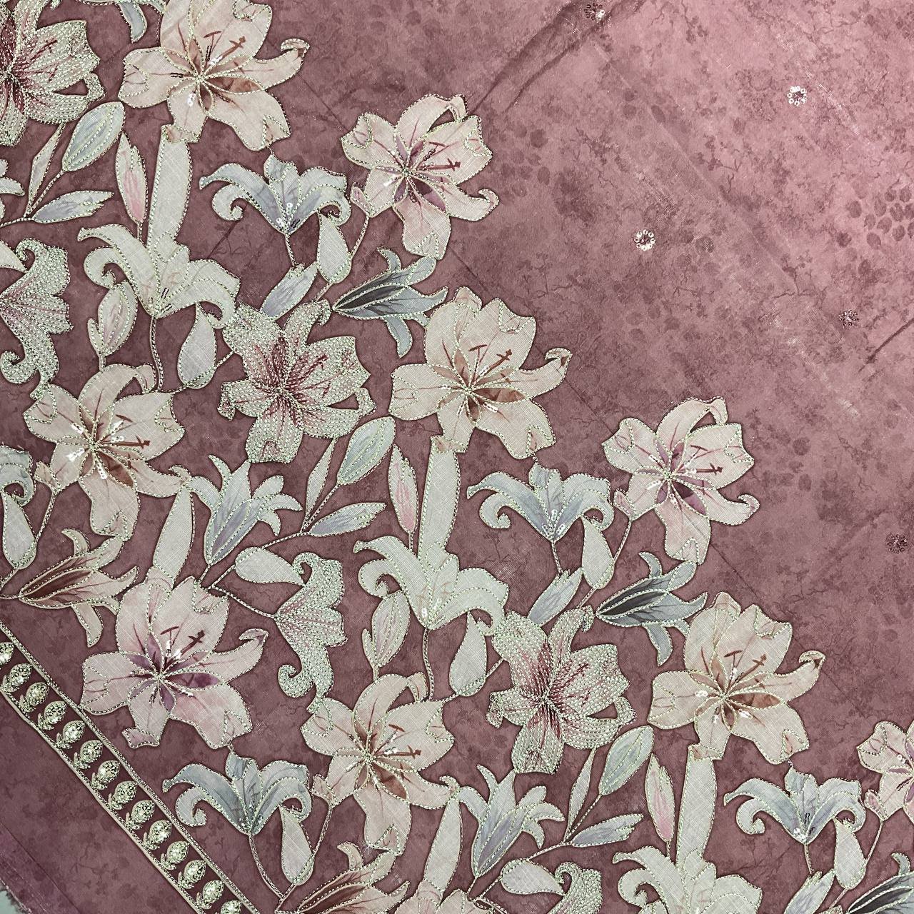 Floral Embroidered Ethnic Gown Fabric 6 Floral Embroidered Ethnic Gown Fabric - Image 6