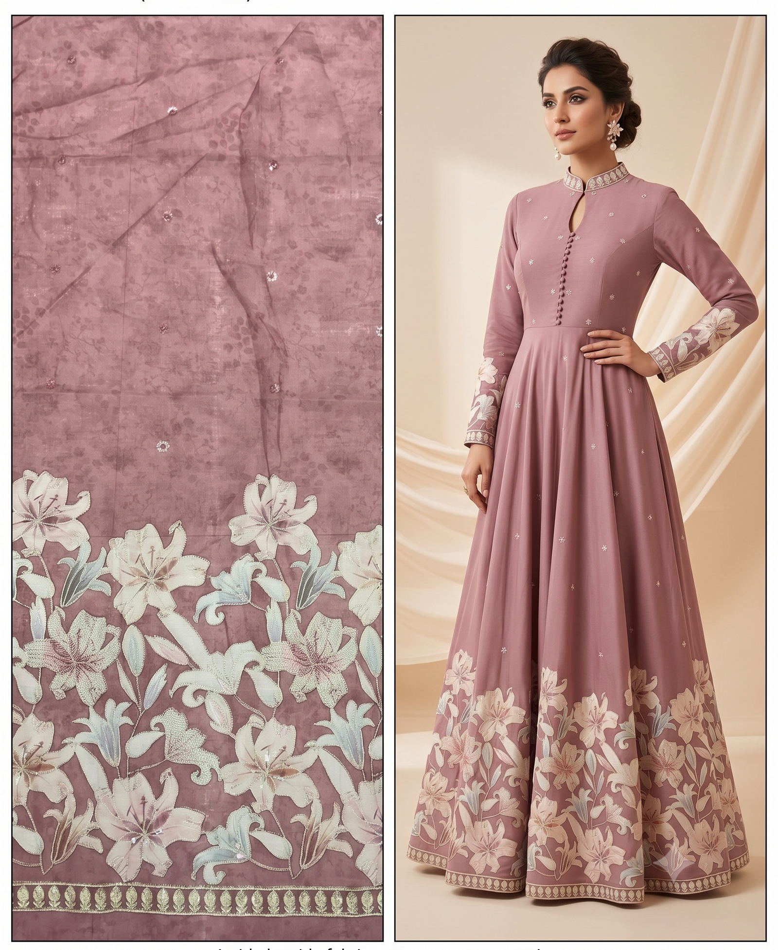 Floral Embroidered Ethnic Gown Fabric 1 Floral Embroidered Ethnic Gown Fabric