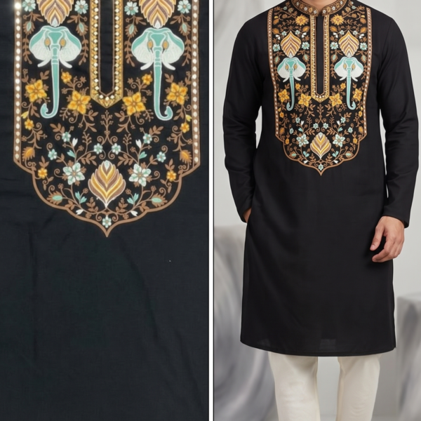Black Embroidered Ethnic Kurta