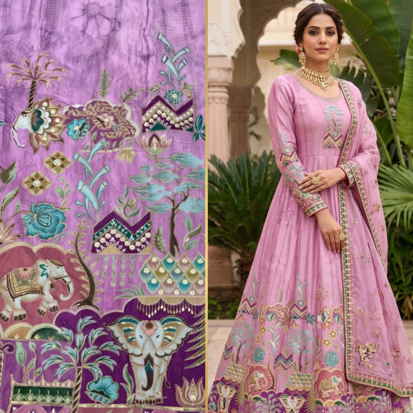 Home Page 5 Ladies Ethnic Gown Fabric