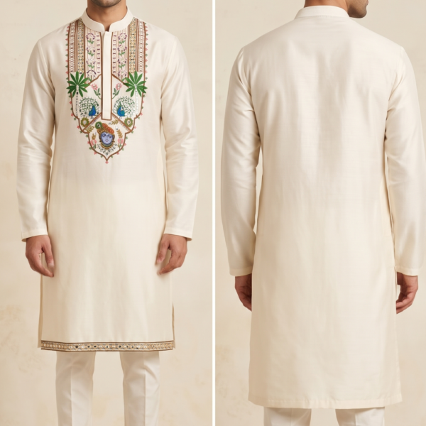 Off White Mens Ethnic Kurta