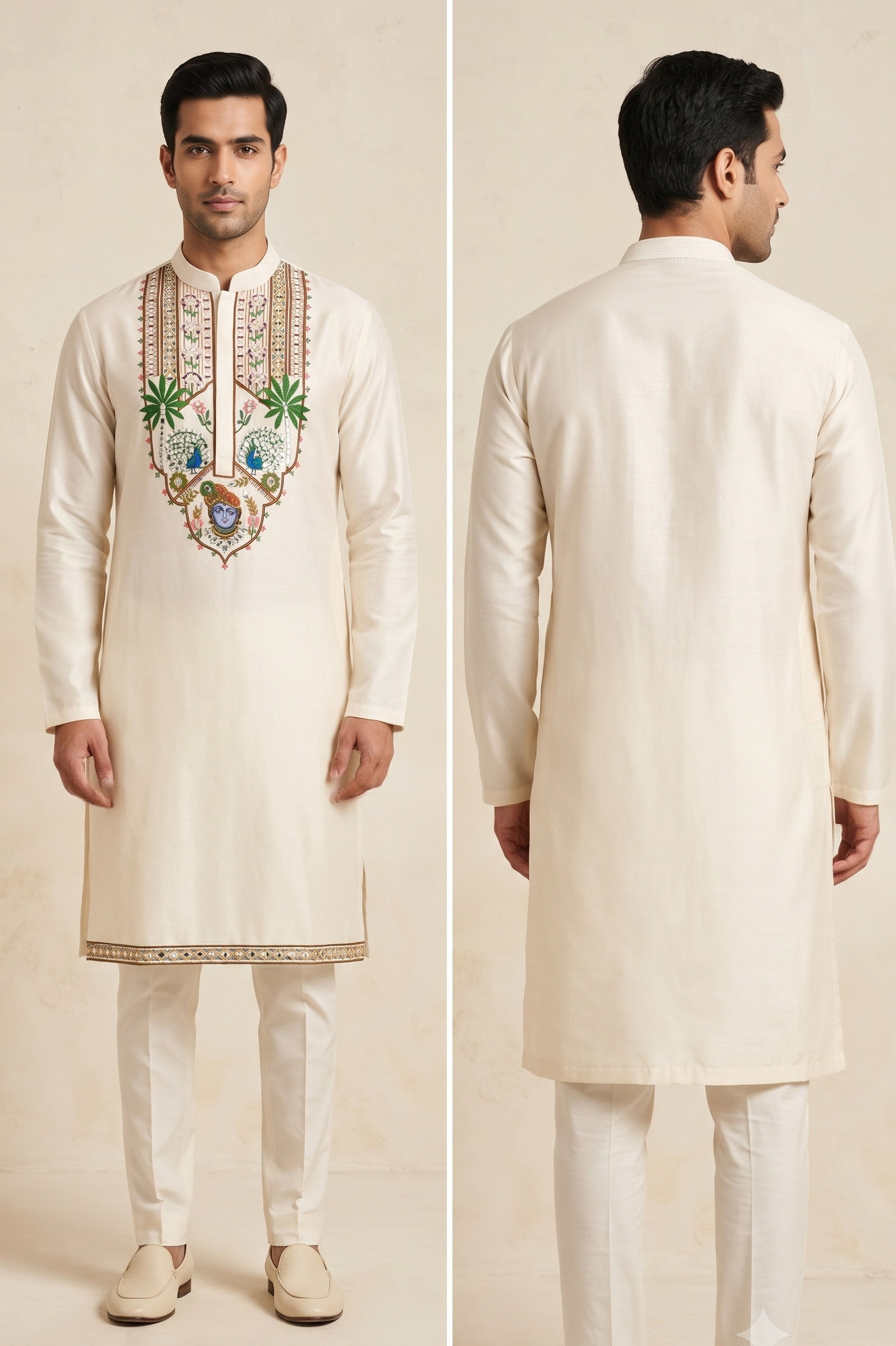 Off White Mens Ethnic Kurta 1 Off White Mens Ethnic Kurta