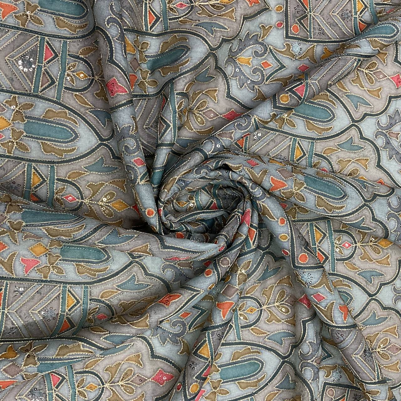 Ethnic All Over Embroidered Fabric 2 Ethnic All Over Embroidered Fabric - Image 2
